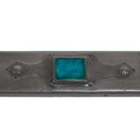 Liberty & Co., A Large Subtly Hammered Pewter Oblong Mirror with Ruskin Jewel - Thumbnail 6