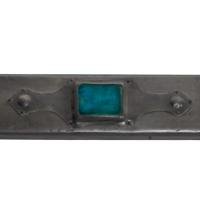 Liberty & Co., A Large Subtly Hammered Pewter Oblong Mirror with Ruskin Jewel - Thumbnail 7