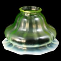 Arts & Crafts c.1900 Mushroom Form Vaseline Glass Shade with Uranium Glow - Thumbnail 2