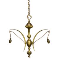 GEC, Arts & Crafts Brass Three-Branch Ceiling Light, Rewired in Period Style - Thumbnail 2