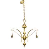 A GEC Arts & Crafts Brass Three Branch Ceiling Light Re-wired in Period Style Cable - Thumbnail 1