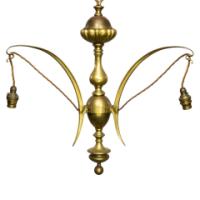 GEC, Arts & Crafts Brass Three-Branch Ceiling Light, Rewired in Period Style - Thumbnail 4