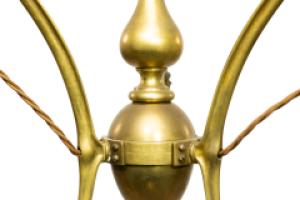 A GEC Arts & Crafts Brass Three Branch Ceiling Light Re-wired in Period Style Cable - Thumbnail 8