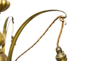 GEC, Arts & Crafts Brass Three-Branch Ceiling Light, Rewired in Period Style - Thumbnail 10