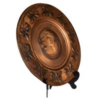 WMF Art Nouveau Brass Wall Plaques, Embossed Lady & Gentleman, c1910 Germany - Thumbnail 2