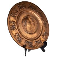 WMF Art Nouveau Brass Wall Plaques, Embossed Lady & Gentleman, c1910 Germany - Thumbnail 10
