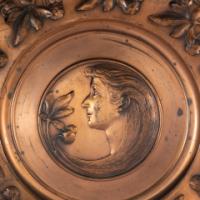 WMF Art Nouveau Brass Wall Plaques, Embossed Lady & Gentleman, c1910 Germany - Thumbnail 22