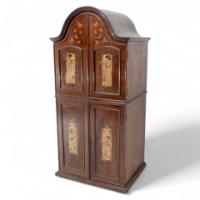 W. J. Neatby Attributed, English Art Nouveau Music Cabinet with Musicians to the Doors