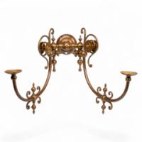 A Long Set of Six Arts & Crafts Brass Two-Arm Wall Sconces - Thumbnail 2