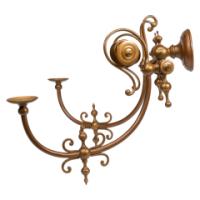 A Long Set of Six Arts & Crafts Brass Two-Arm Wall Sconces - Thumbnail 3