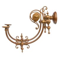 A Long Set of Six Arts & Crafts Brass Two-Arm Wall Sconces - Thumbnail 7