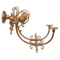 A Long Set of Six Arts & Crafts Brass Two-Arm Wall Sconces - Thumbnail 9