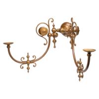 A Long Set of Six Arts & Crafts Brass Two-Arm Wall Sconces - Thumbnail 10