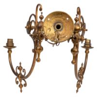 A Long Set of Six Arts & Crafts Brass Two-Arm Wall Sconces - Thumbnail 11