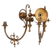 A Long Set of Six Arts & Crafts Brass Two-Arm Wall Sconces - Thumbnail 12