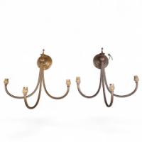Arts & Crafts, Pair of Brass Three Branch Wall Lights (c.1890)
