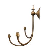 A Pair of Three Branch Brass Wall Lights - Thumbnail 2
