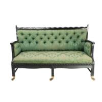 Philip Webb for Morris & Co., Aesthetic Movement Ebonised Bobbin Turned Settee - Thumbnail 2