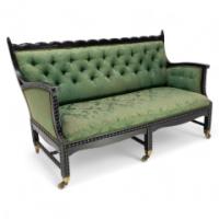 Philip Webb for Morris & Co., Aesthetic Movement Ebonised Bobbin Turned Settee - Thumbnail 1