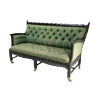 Philip Webb for Morris & Co., Aesthetic Movement Ebonised Bobbin Turned Settee - Thumbnail 4