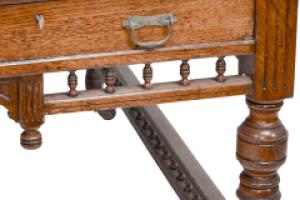 Alfred Waterhouse, Style of. A Gothic Revival Oak Partners Desk with Two Drawers Each Side - Thumbnail 8