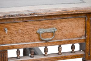 Alfred Waterhouse, Style of. A Gothic Revival Oak Partners Desk with Two Drawers Each Side - Thumbnail 14