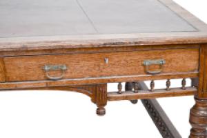 Alfred Waterhouse, Style of. A Gothic Revival Oak Partners Desk with Two Drawers Each Side - Thumbnail 7