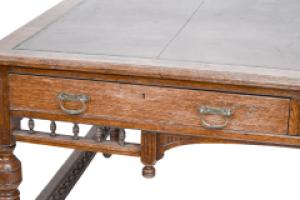 Alfred Waterhouse, Style of. A Gothic Revival Oak Partners Desk with Two Drawers Each Side - Thumbnail 9