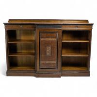 Lambs of Manchester (stamped). A Fine Aesthetic Movement Breakfront Bookcase - Thumbnail 1