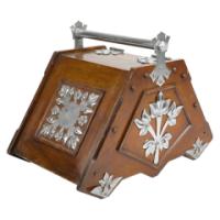 Dr. C. Dresser Attributed, Aesthetic Movement Walnut Coal Scuttle with Stylized Mounts - Thumbnail 6