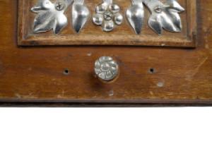 Dr. C. Dresser, attributed. Aesthetic Movement Walnut Coal Scuttle with Stylized Mounts - Thumbnail 11