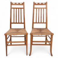 E. A. Taylor Attributed, for Wylie & Lochhead. A Pair of Arts & Crafts Side Chairs