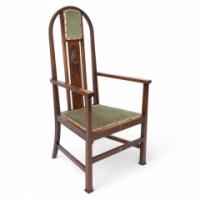 Liberty & Co. attributed. An Arts & Crafts mahogany and inlaid Armchair - Thumbnail 1