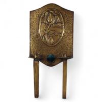 Margaret Gilmour Arts & Crafts Brass Wall Sconce with Stylised Floral Decoration - Thumbnail 1