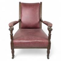 Henry William Batley Attributed, Jas. Shoolbred. An Aesthetic Movement Oak Armchair