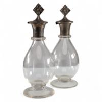 Greenwood & Watts. A Pair of Gothic Revival Silver Mounted Glass Communion Cruets