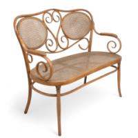 Thonet, Vienna Secession beech bentwood settee with caned seat and back