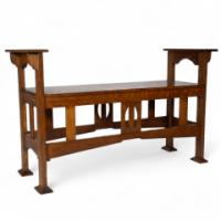 Shapland & Petter. A Good Arts & Crafts Oak Double Piano Stool or Window Seat