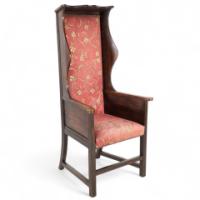 Heal's of London, attributed, Tall Arts & Crafts Oak Wing Back Armchair - Thumbnail 1