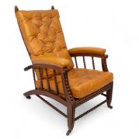 Philip Webb for Morris & Co., Aesthetic Movement Oak Reclining Armchair - Thumbnail 1