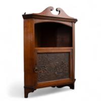331_liberty-co-aesthetic-movement-walnut-corner-cupboard-with-embossed-bird-panel