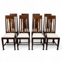 E. A. Taylor Attributed, a Set of Eight Arts & Crafts Glasgow School Oak Dining Chairs - Thumbnail 1