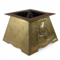Margaret Gilmour Attributed, an Arts & Crafts Brass Planter Depicting a Galleon