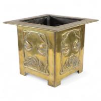 Margaret Gilmour Arts & Crafts Brass Planter with Stylised Rose & Floral Details