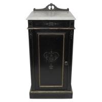 Heal & Son Aesthetic Movement Ebonised & Gilt Bedside Cupboard With Marble Top - Thumbnail 1