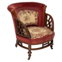 E. W. Godwin Attributed, Anglo-Japanese Circular Armchair with Fan Shaped Arms - Thumbnail 1
