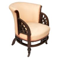 E. W. Godwin Attributed, an Anglo-Japanese White Circular Armchair with Fan Shaped Arms - Thumbnail 1