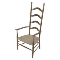 Liberty & Co., Arts & Crafts High Back Rush Seat Armchair
