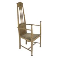 G. M. Ellwood for J. S. Henry. A Rare Satin Birch Arts & Crafts inlaid Armchair. - Thumbnail 1