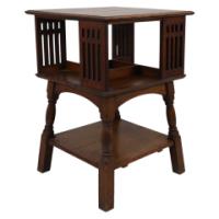 Liberty & Co. Arts & Crafts Oak Revolving Bookcase Table on Square Turned Legs - Thumbnail 1